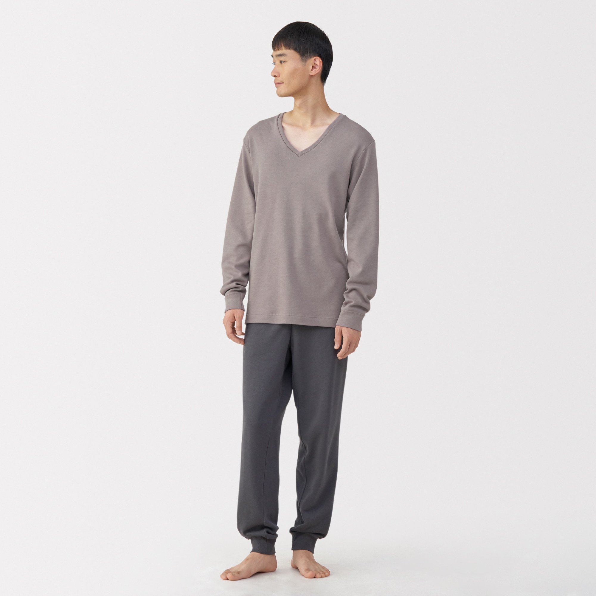 紳士　あったか綿　ウールＶネック長袖Ｔシャツ