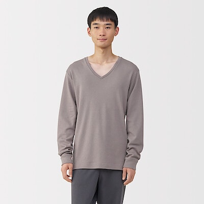 【９月１５日順次発売予定】紳士　あったか綿　ウールＶネック長袖Ｔシャツ