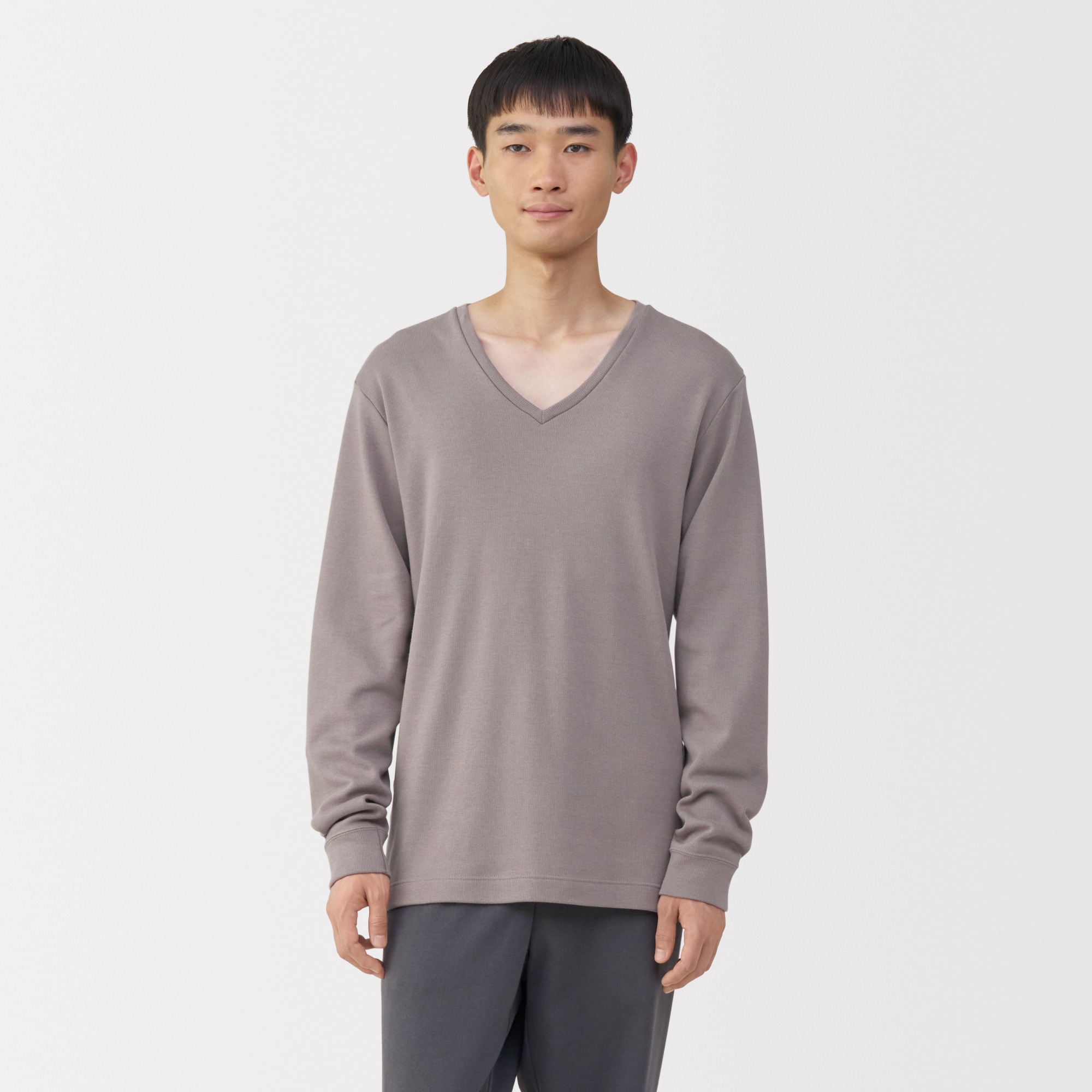 紳士　あったか綿　ウールＶネック長袖Ｔシャツ