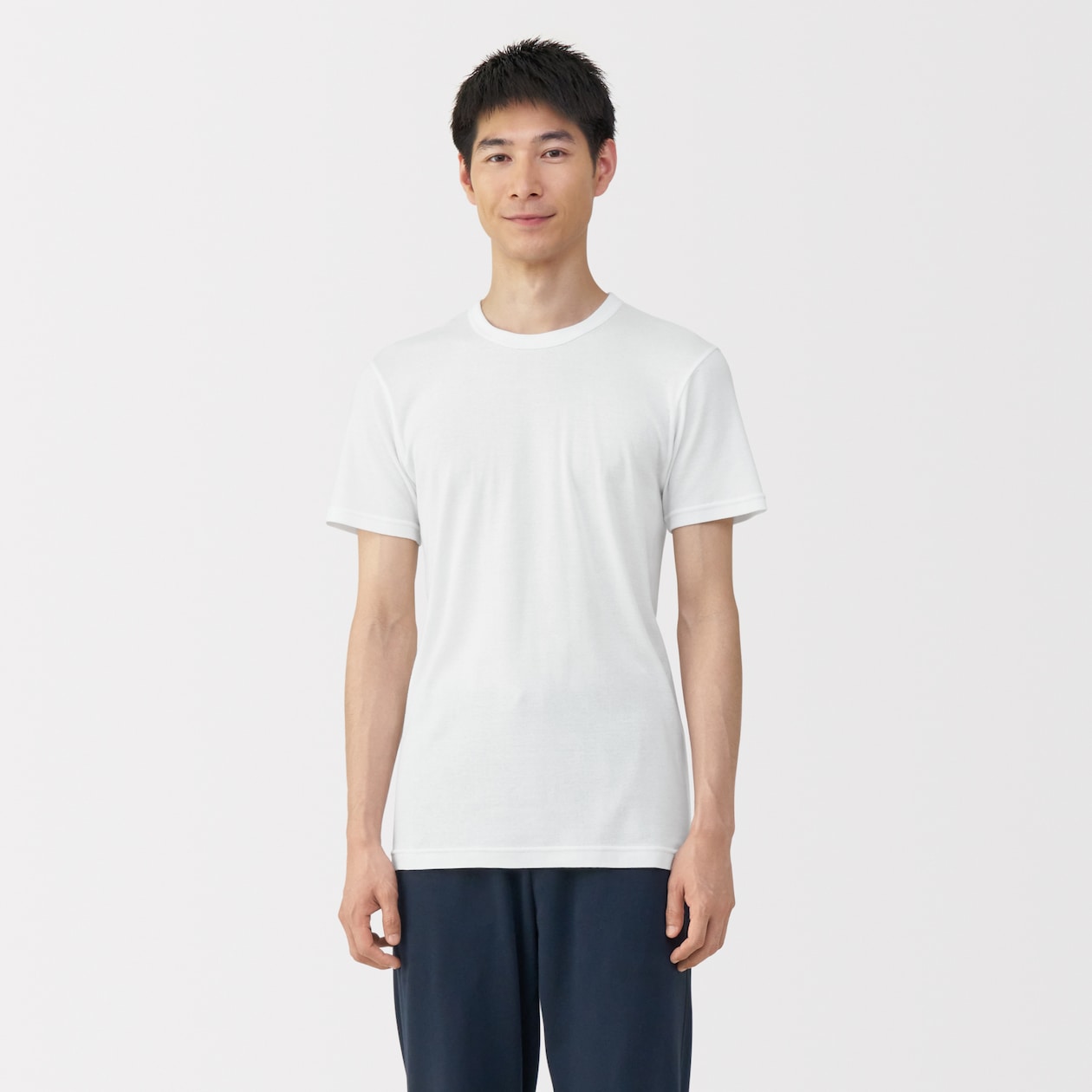 紳士　あったか綿　クルーネック半袖Ｔシャツ