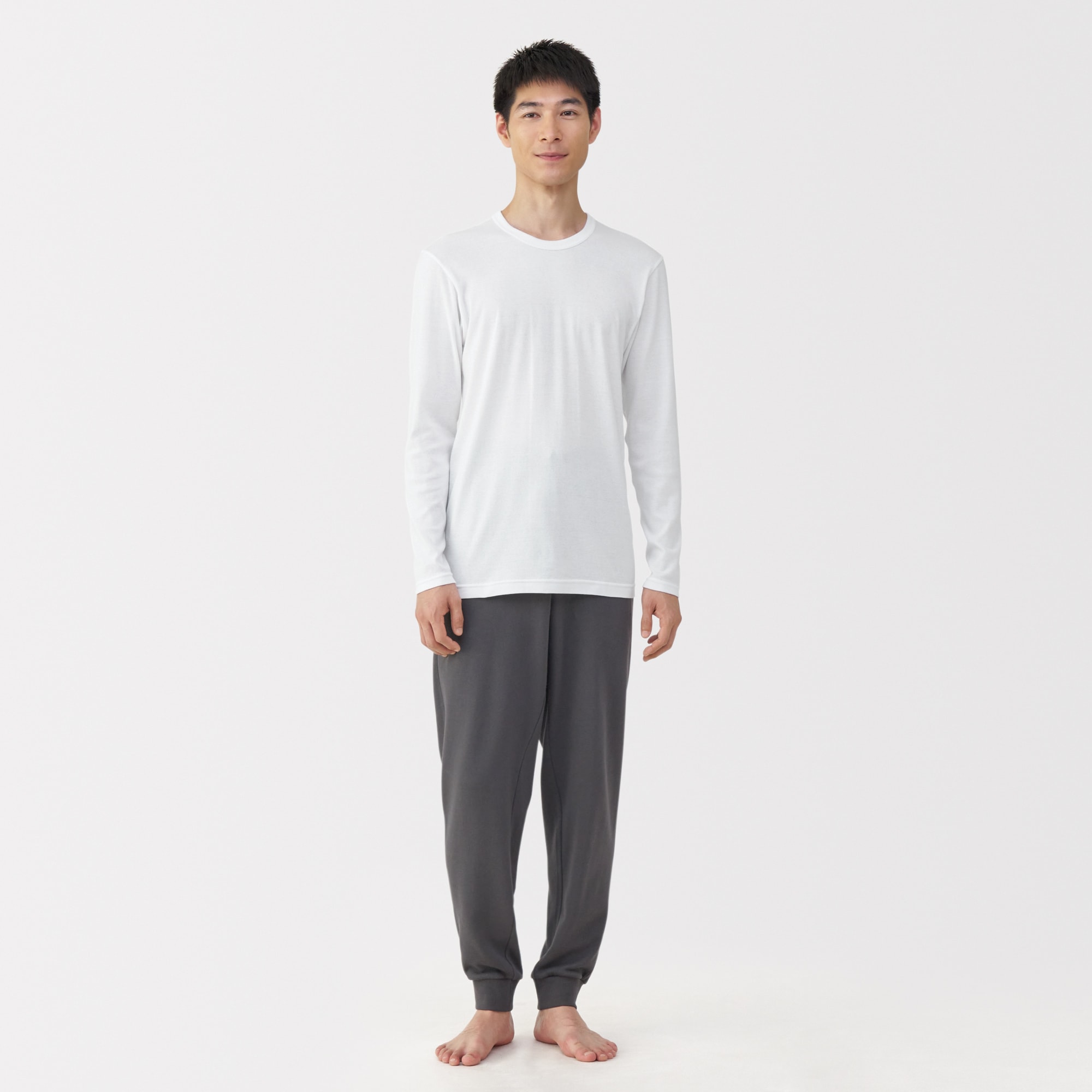 紳士　あったか綿　クルーネック長袖Ｔシャツ