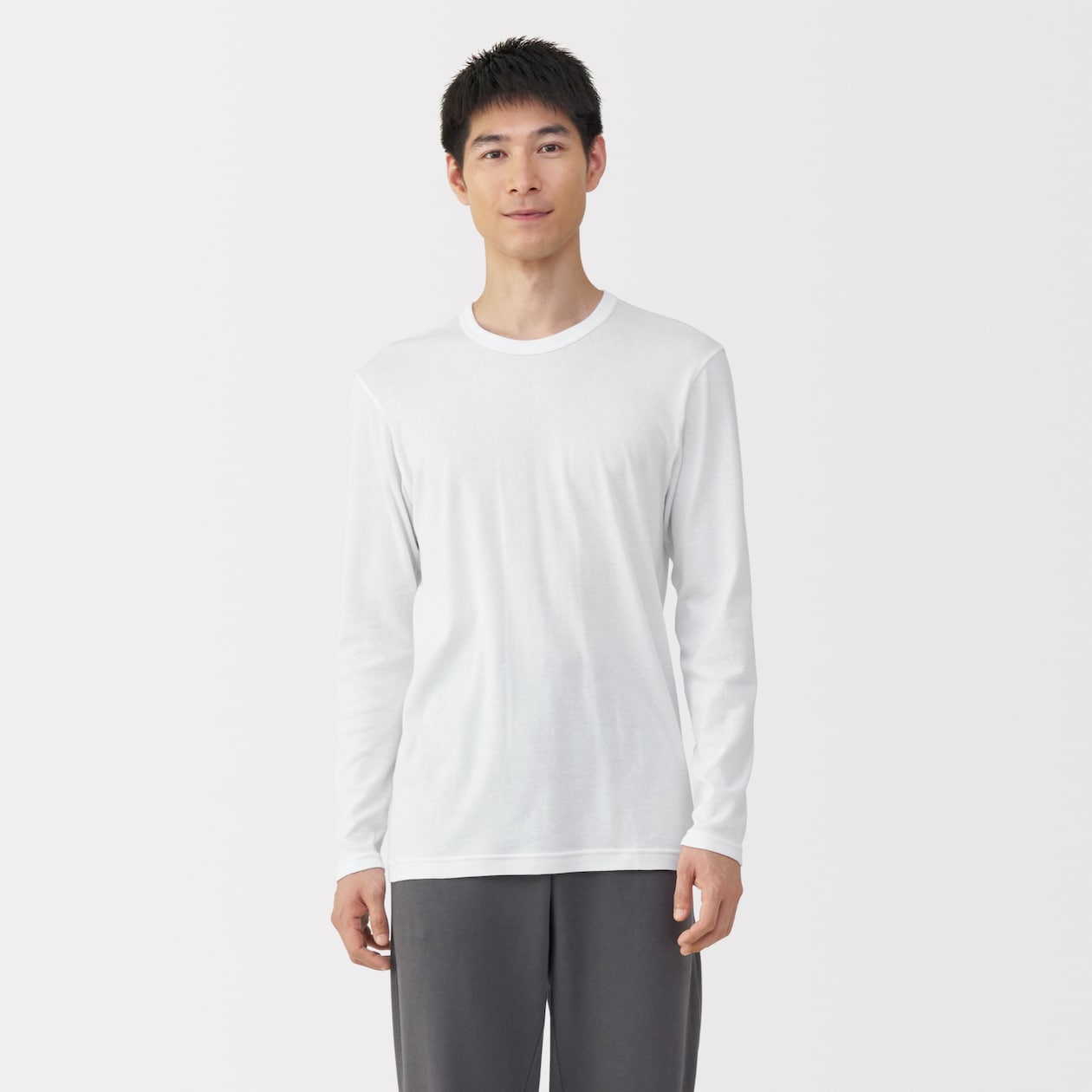 紳士　あったか綿　クルーネック長袖Ｔシャツ