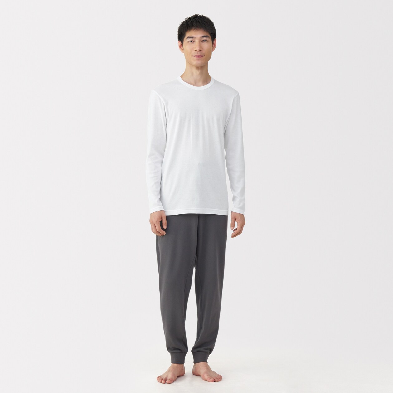 紳士　あったか綿　クルーネック長袖Ｔシャツ