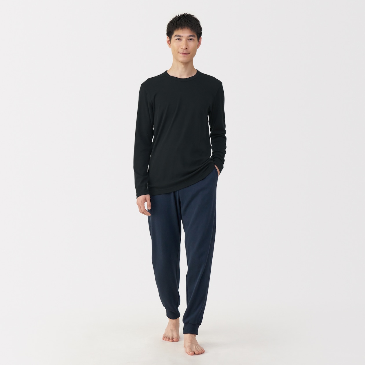 紳士　あったか綿　クルーネック長袖Ｔシャツ