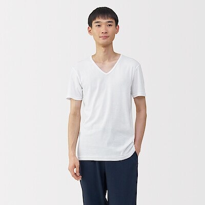 紳士　あったか綿　Ｖネック半袖Ｔシャツ