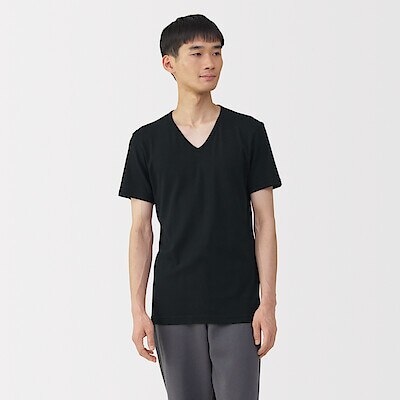 紳士　あったか綿　Ｖネック半袖Ｔシャツ
