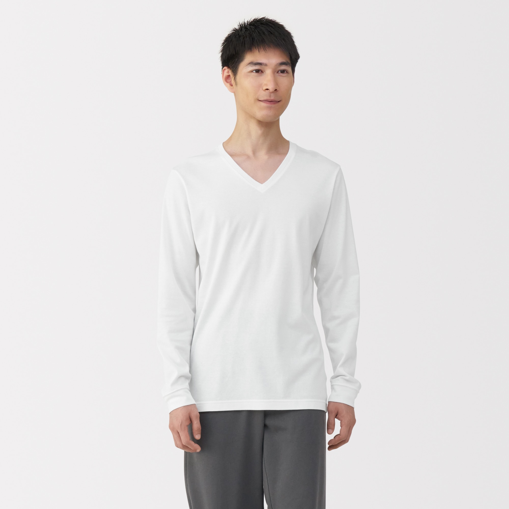 紳士　あったか綿　厚手　Ｖネック長袖Ｔシャツ