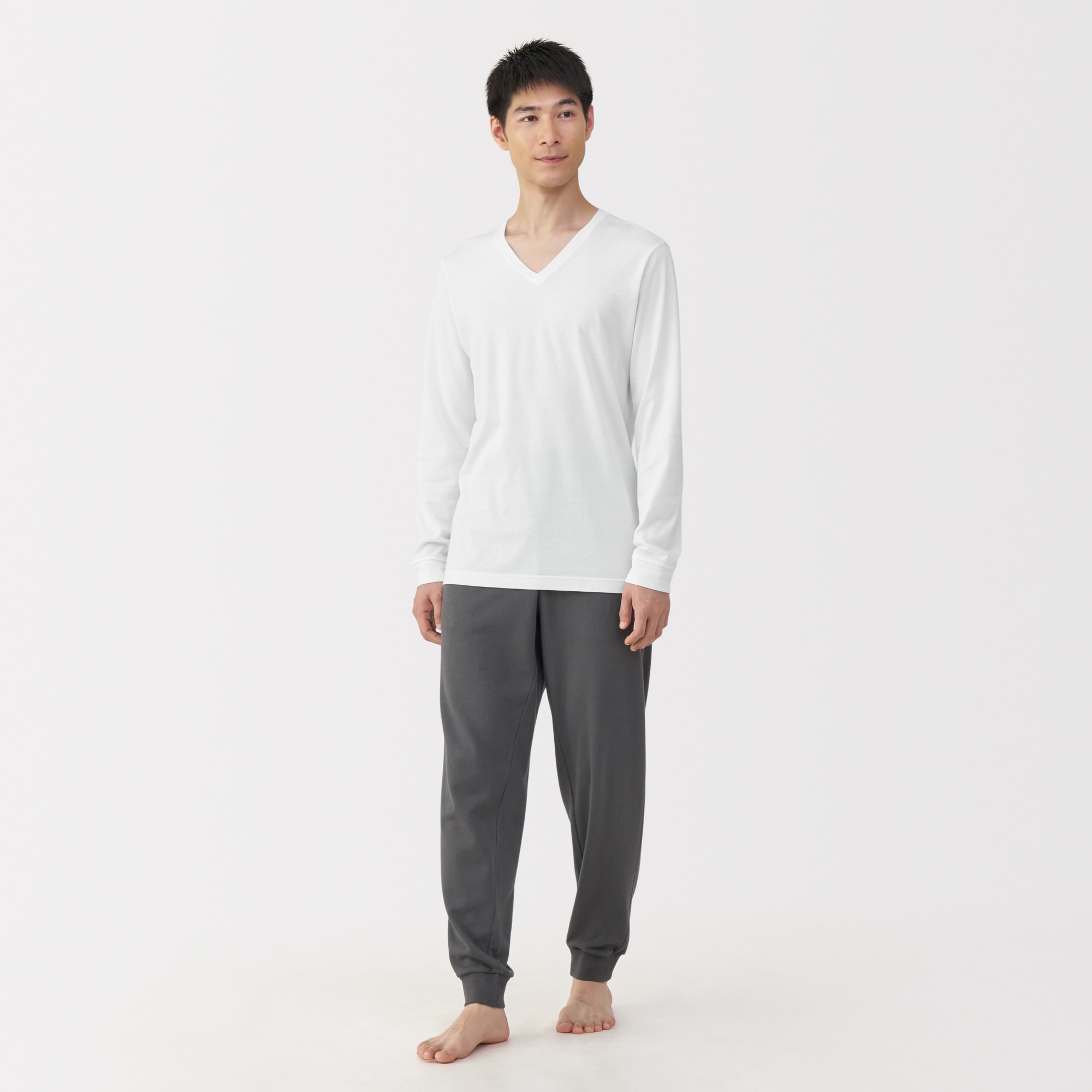 紳士　あったか綿　厚手　Ｖネック長袖Ｔシャツ