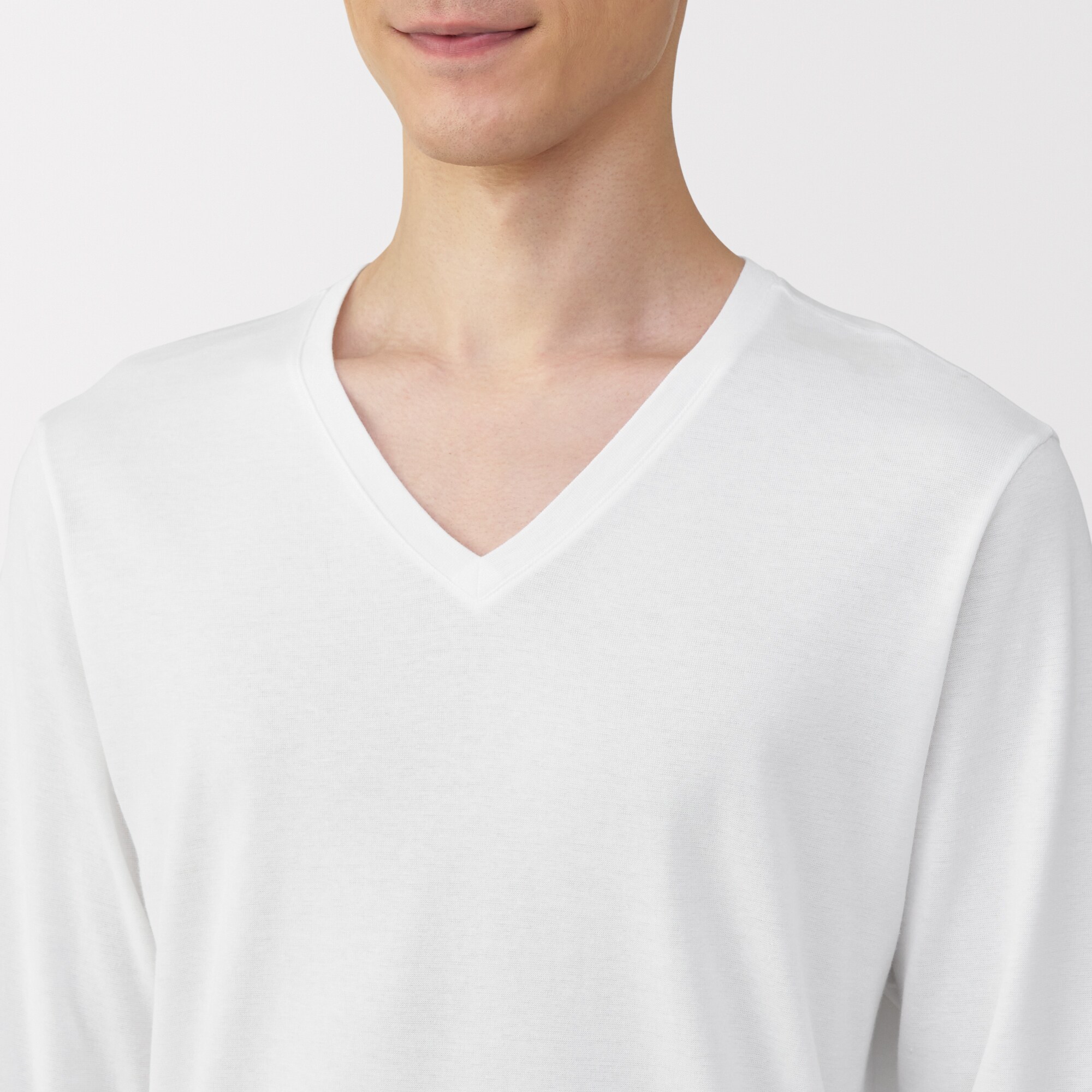 紳士 あったか綿 厚手 Vネック長袖Tシャツ | 無印良品