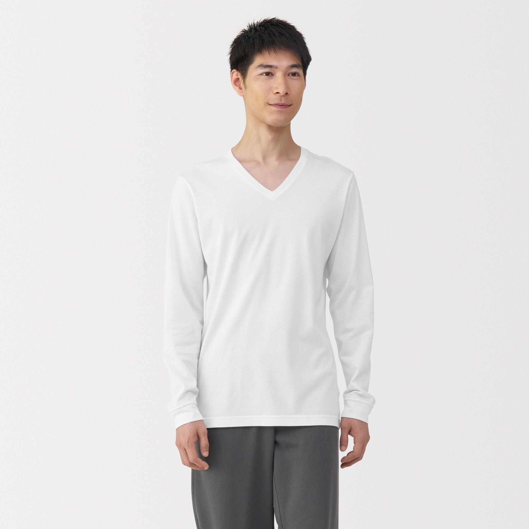 紳士　あったか綿　厚手　Ｖネック長袖Ｔシャツ