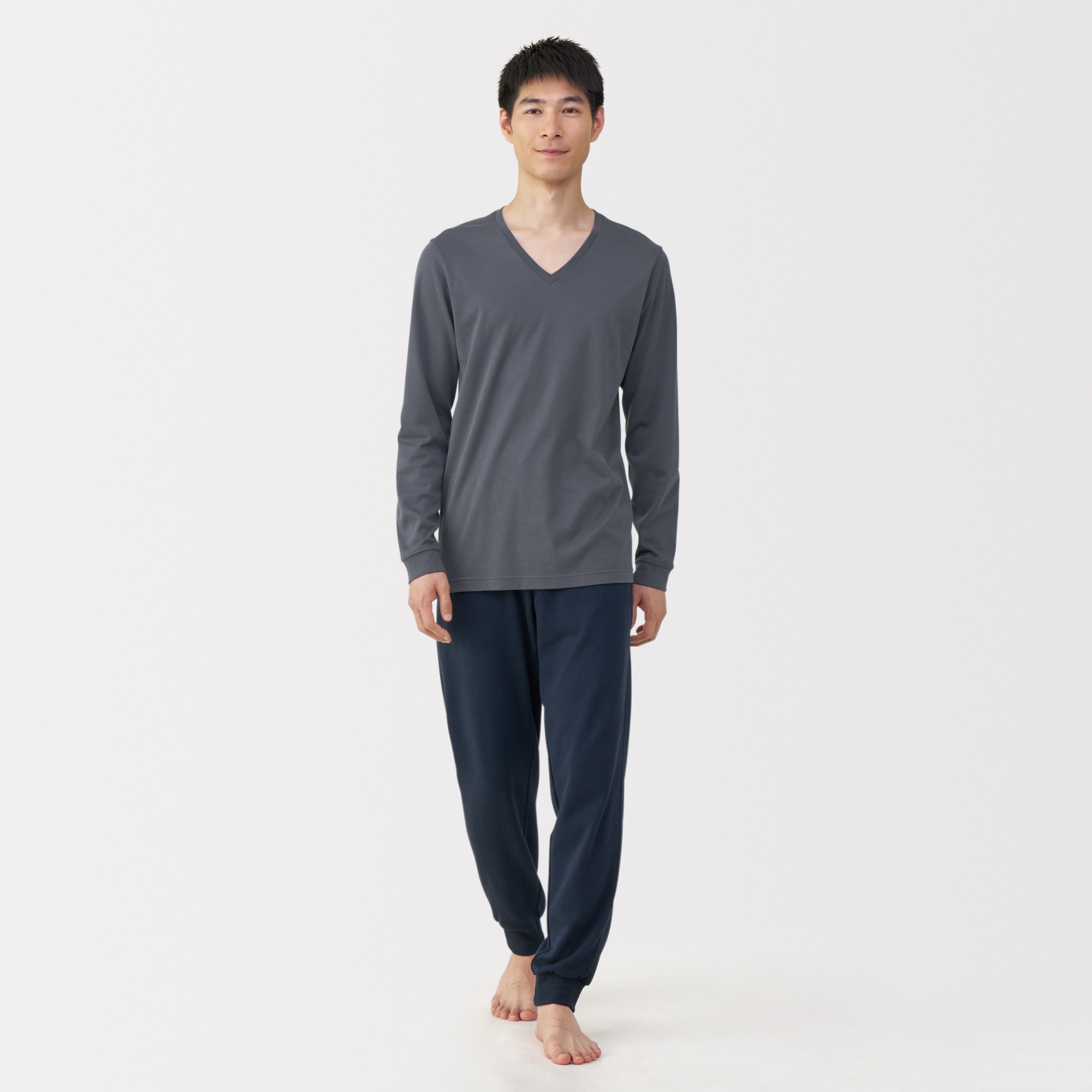 紳士　あったか綿　厚手　Ｖネック長袖Ｔシャツ