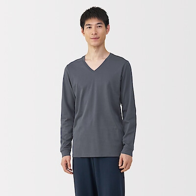 紳士　あったか綿　厚手　Ｖネック長袖Ｔシャツ