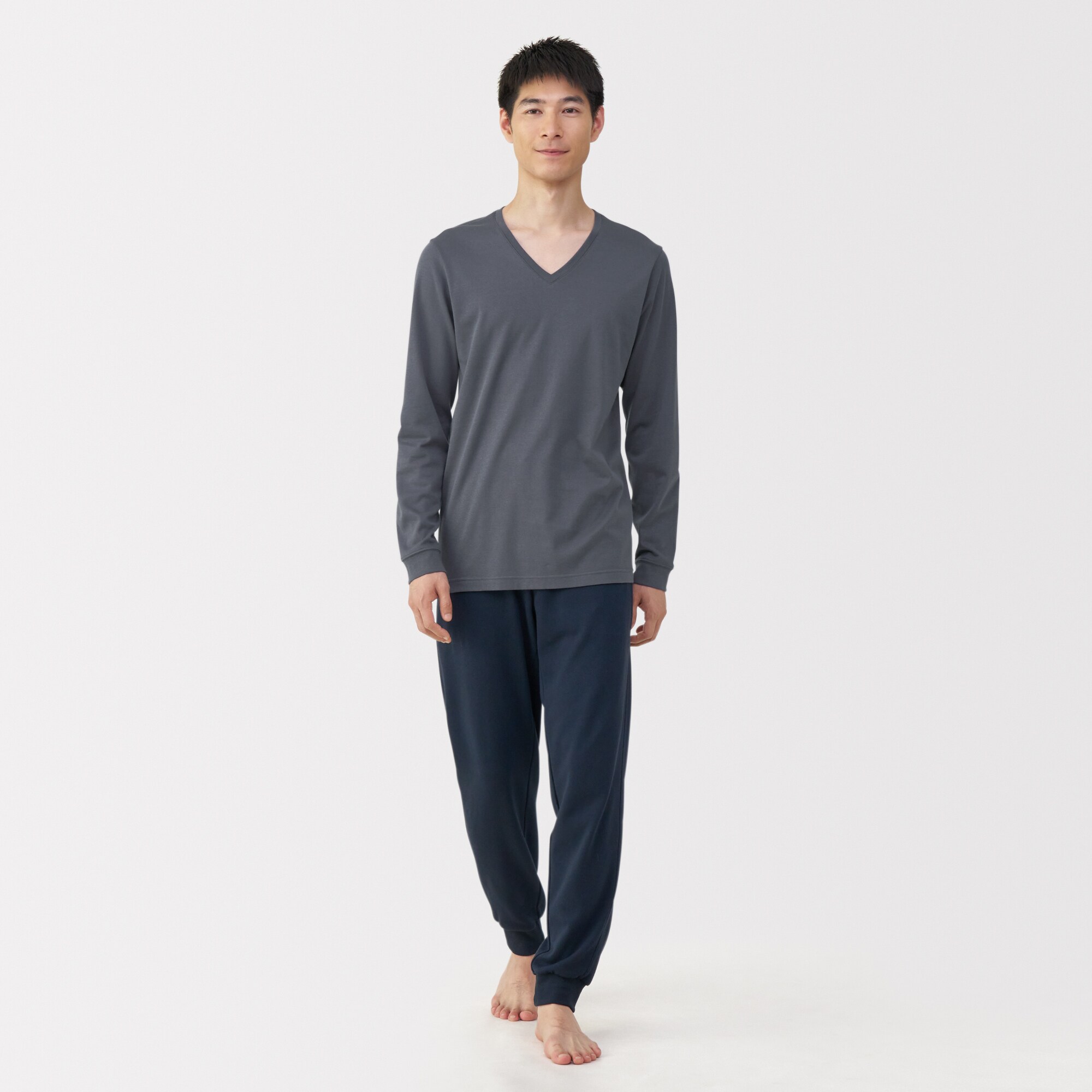 紳士　あったか綿　厚手　Ｖネック長袖Ｔシャツ