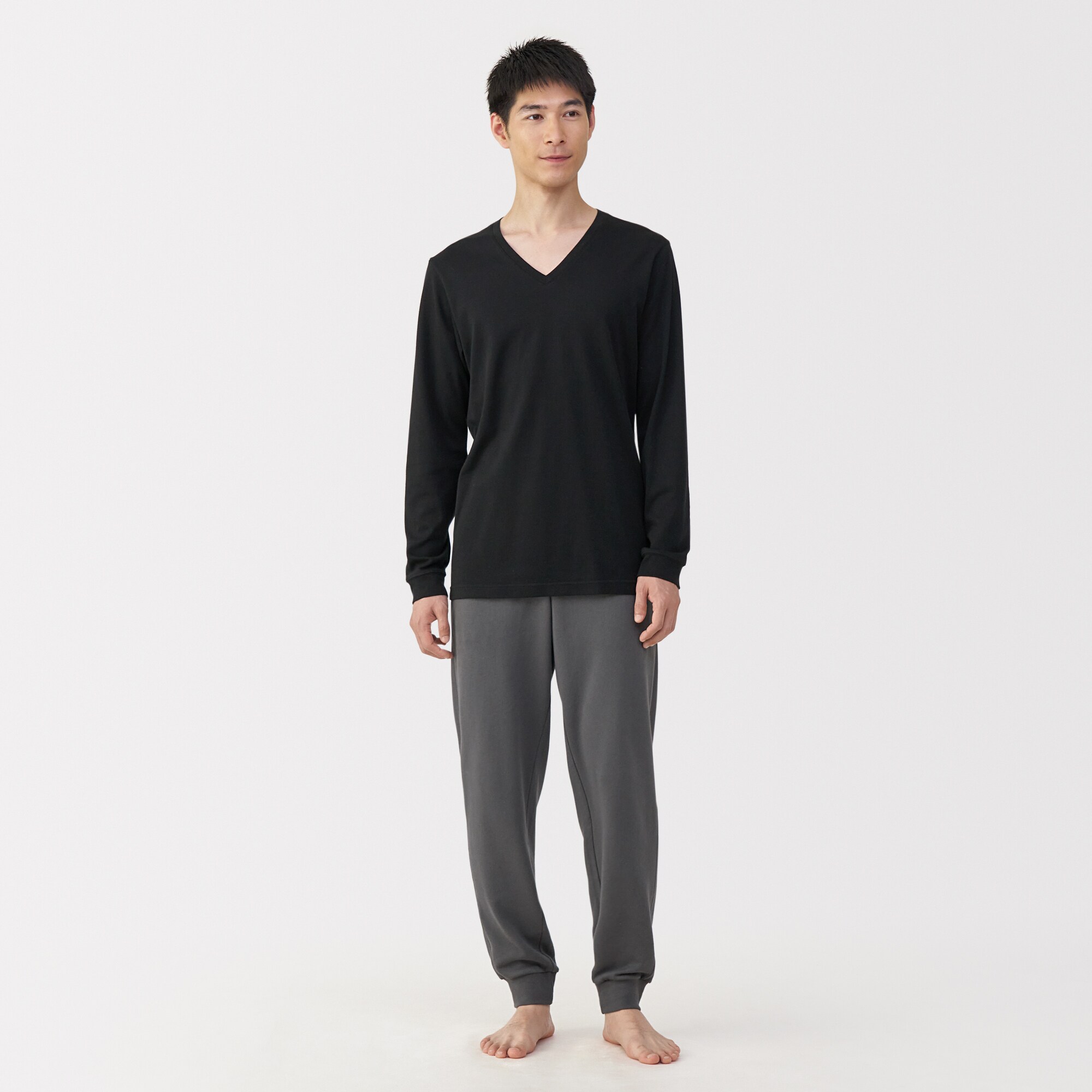 紳士　あったか綿　厚手　Ｖネック長袖Ｔシャツ