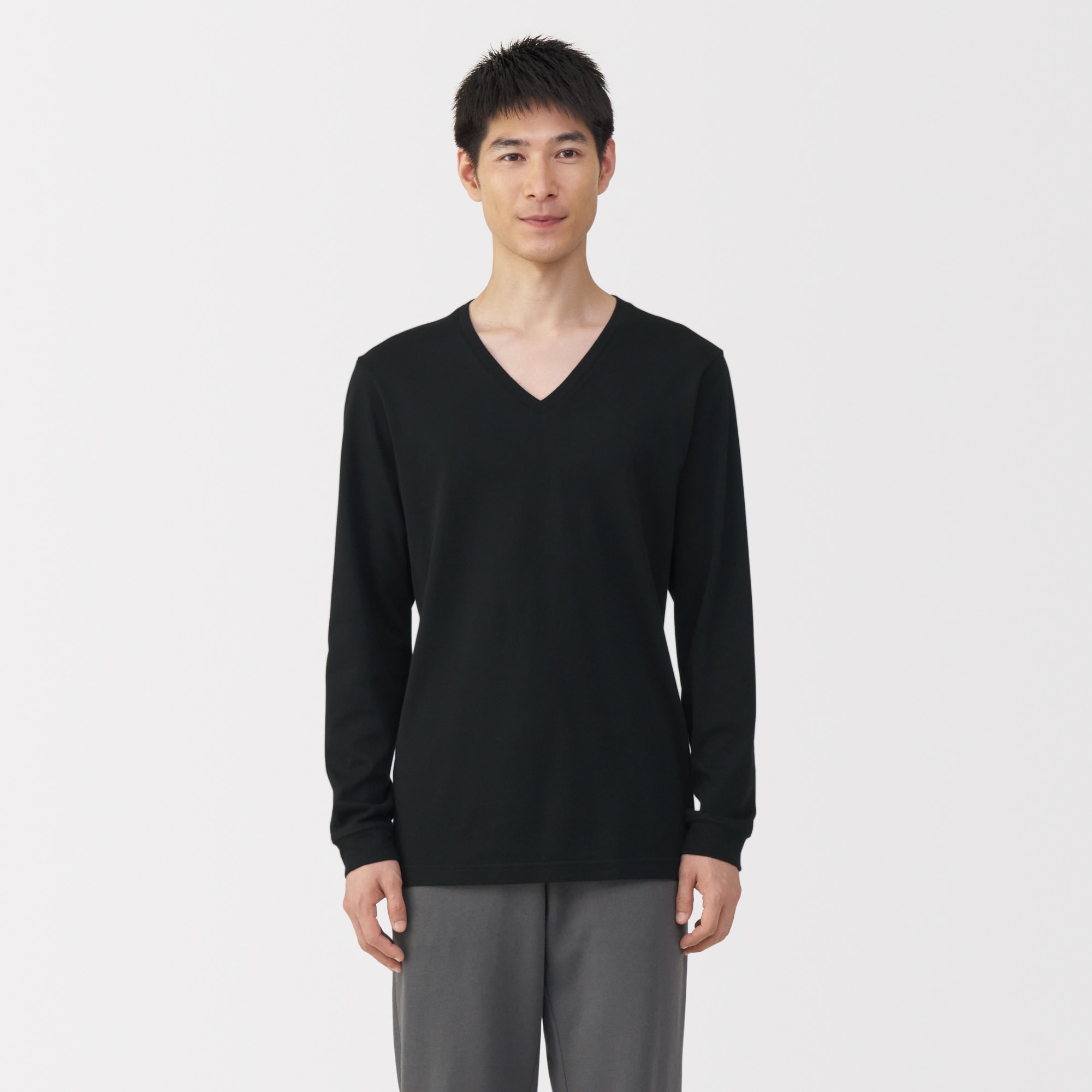 紳士　あったか綿　厚手　Ｖネック長袖Ｔシャツ