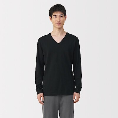 紳士　あったか綿　厚手　Ｖネック長袖Ｔシャツ