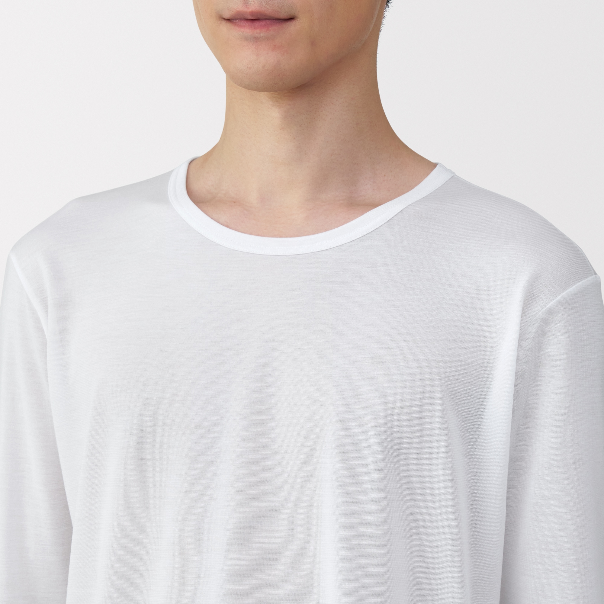 紳士 脇に縫い目のない なめらか クルーネック長袖Tシャツ | 無印良品