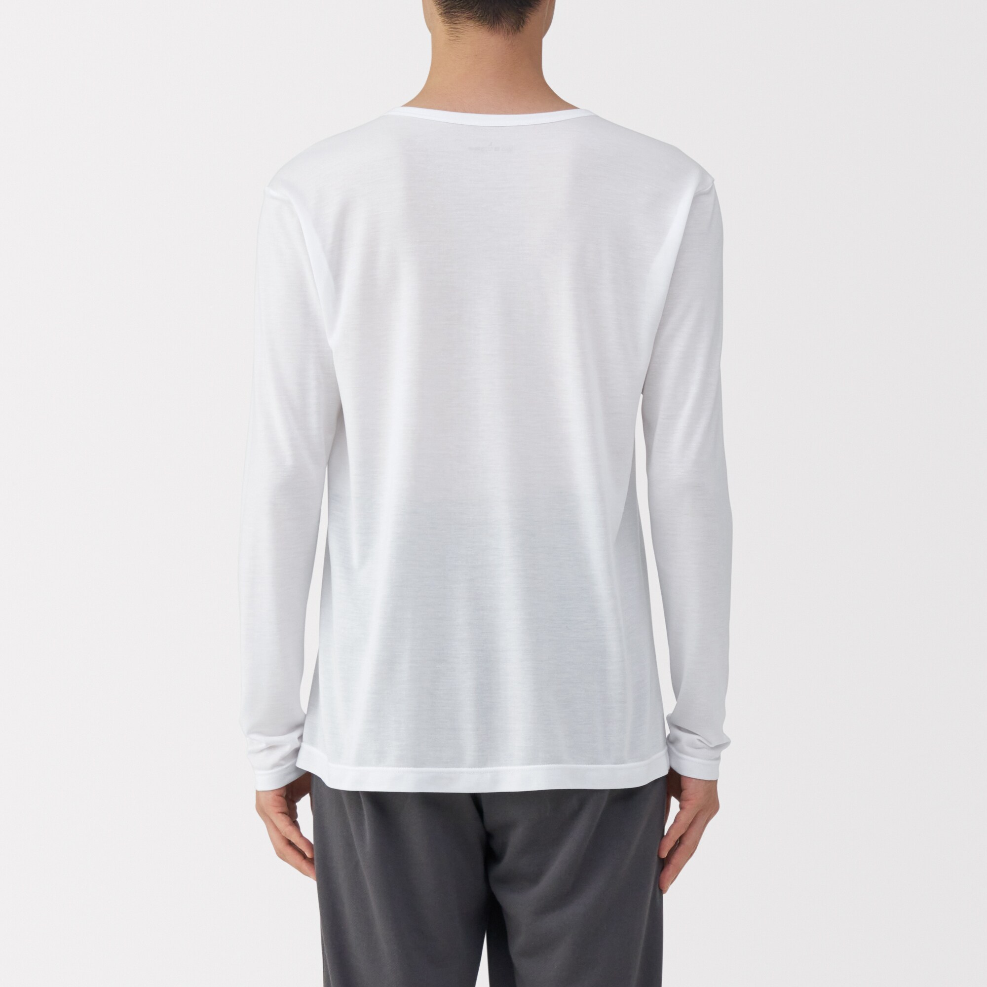 紳士　脇に縫い目のない　なめらか　クルーネック長袖Ｔシャツ