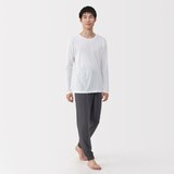 紳士　脇に縫い目のない　なめらか　クルーネック長袖Ｔシャツ