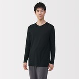 紳士　脇に縫い目のない　なめらか　クルーネック長袖Ｔシャツ