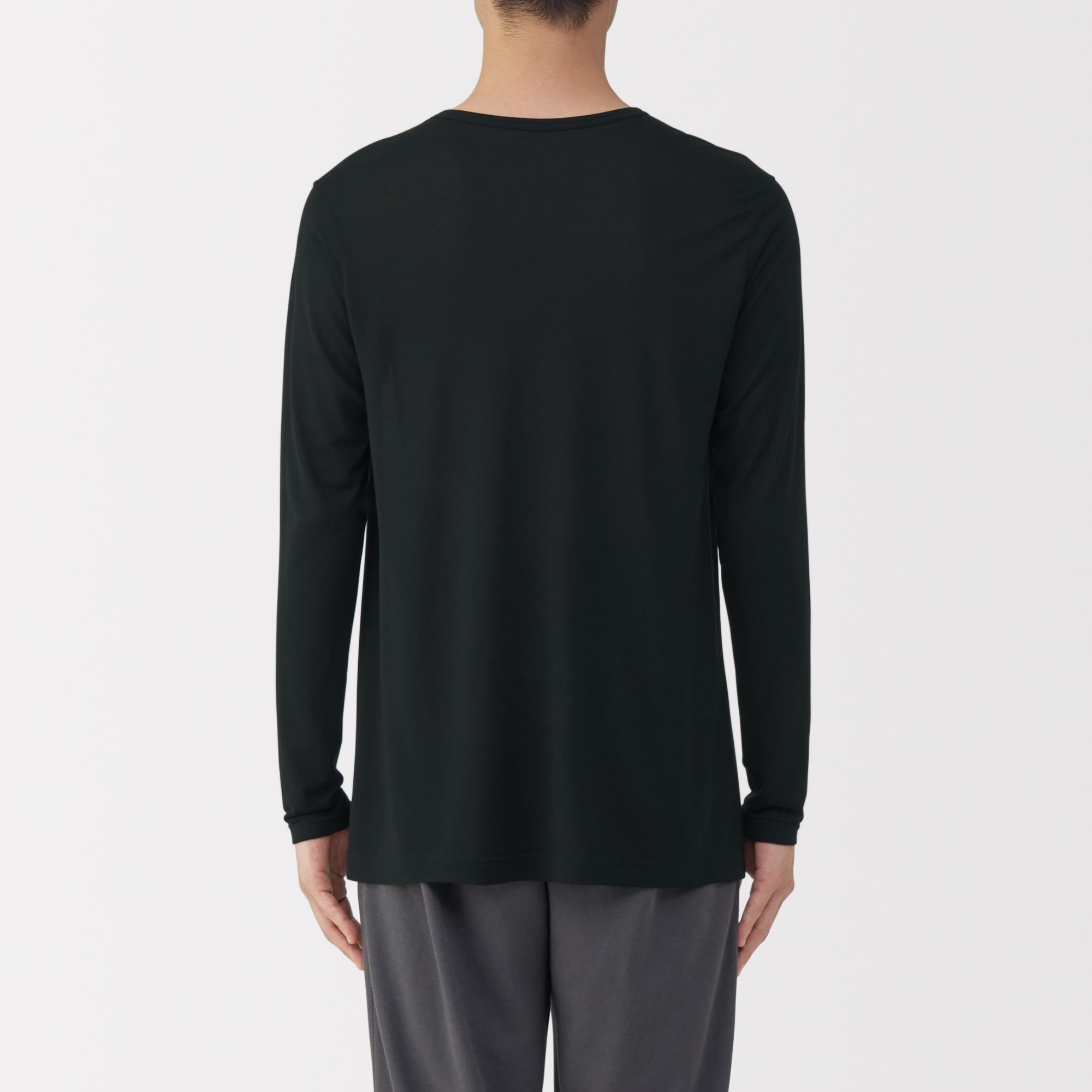 紳士　脇に縫い目のない　なめらか　クルーネック長袖Ｔシャツ