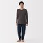 紳士　脇に縫い目のない　なめらか　クルーネック長袖Ｔシャツ