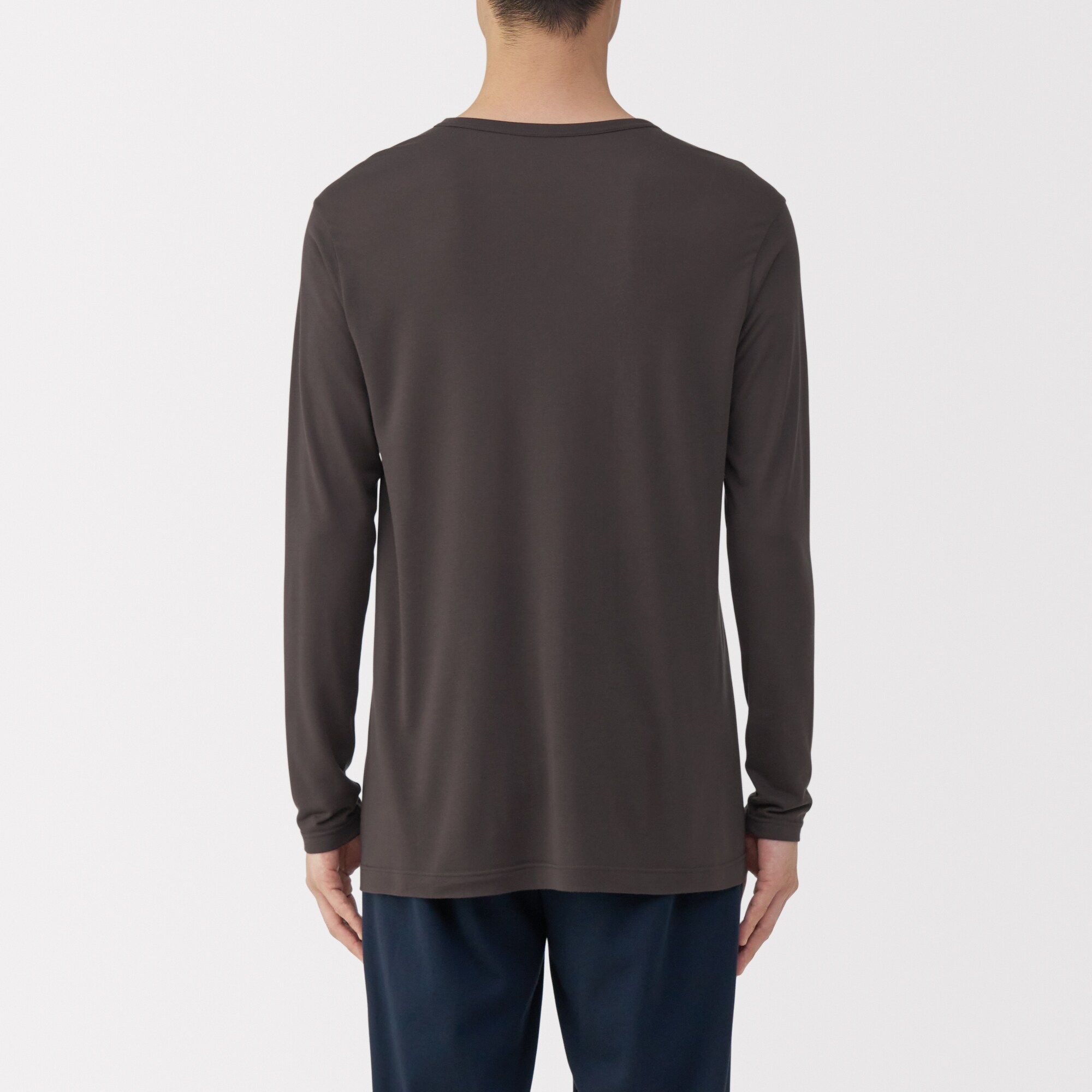 紳士　脇に縫い目のない　なめらか　クルーネック長袖Ｔシャツ