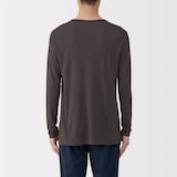 紳士　脇に縫い目のない　なめらか　クルーネック長袖Ｔシャツ