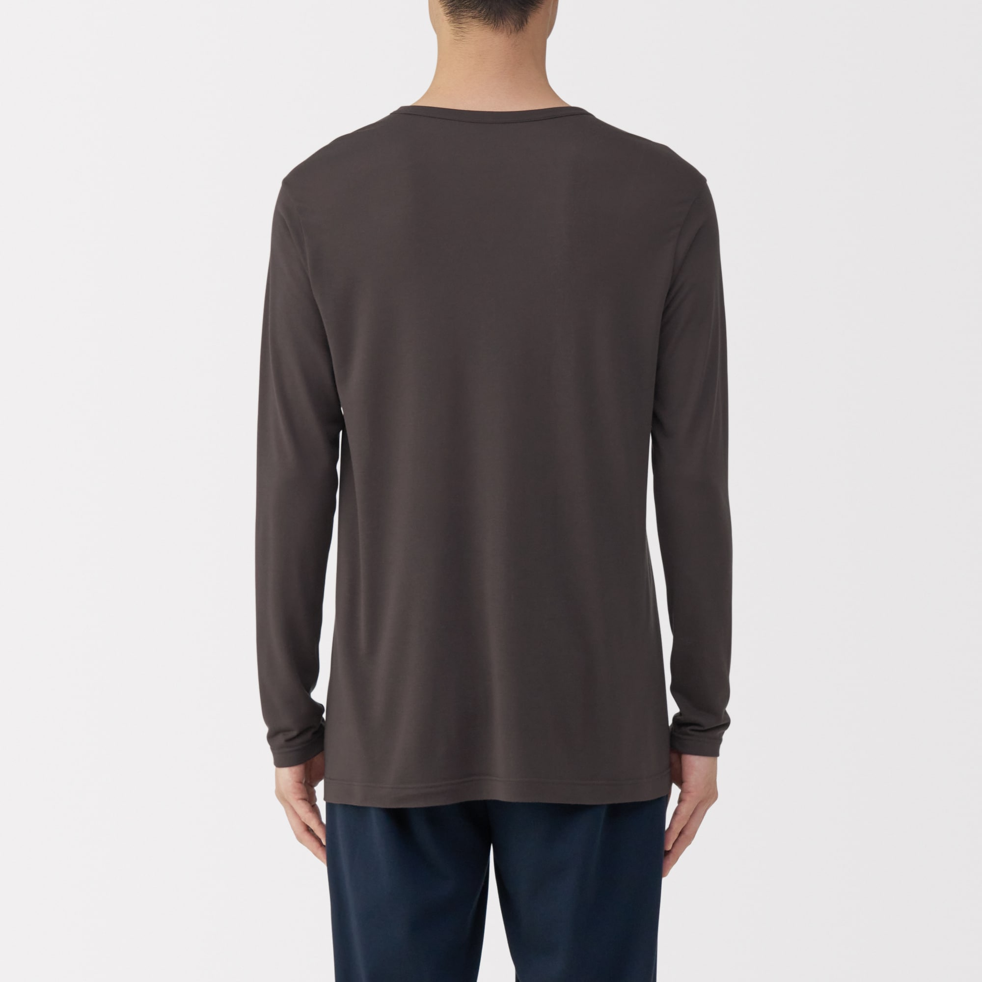 紳士　脇に縫い目のない　なめらか　クルーネック長袖Ｔシャツ