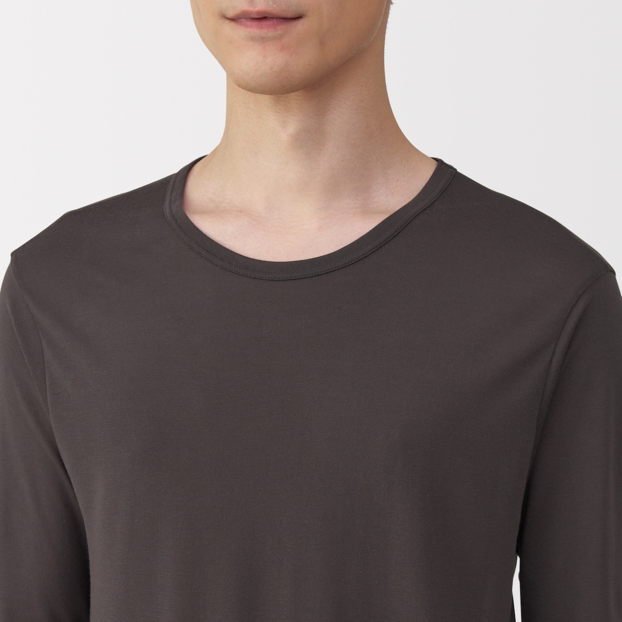 紳士　脇に縫い目のない　なめらか　クルーネック長袖Ｔシャツ