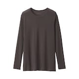 紳士　脇に縫い目のない　なめらか　クルーネック長袖Ｔシャツ