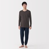 紳士　脇に縫い目のない　なめらか　クルーネック長袖Ｔシャツ