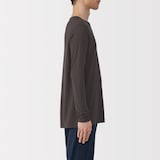 紳士　脇に縫い目のない　なめらか　クルーネック長袖Ｔシャツ