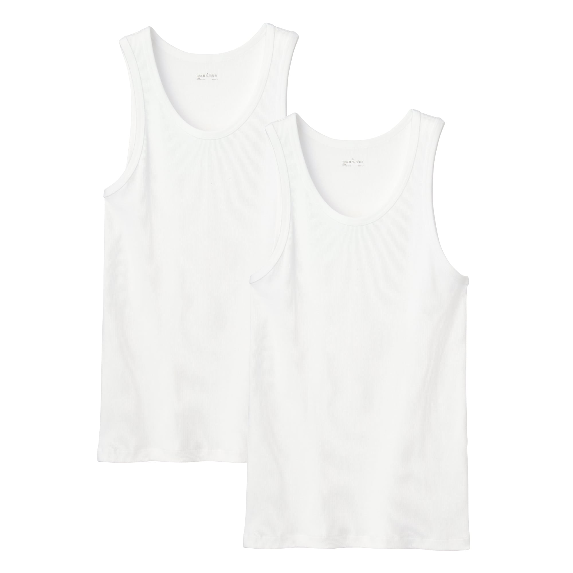 紳士　脇に縫い目のない　２枚組み　リブ編みタンクトップ
