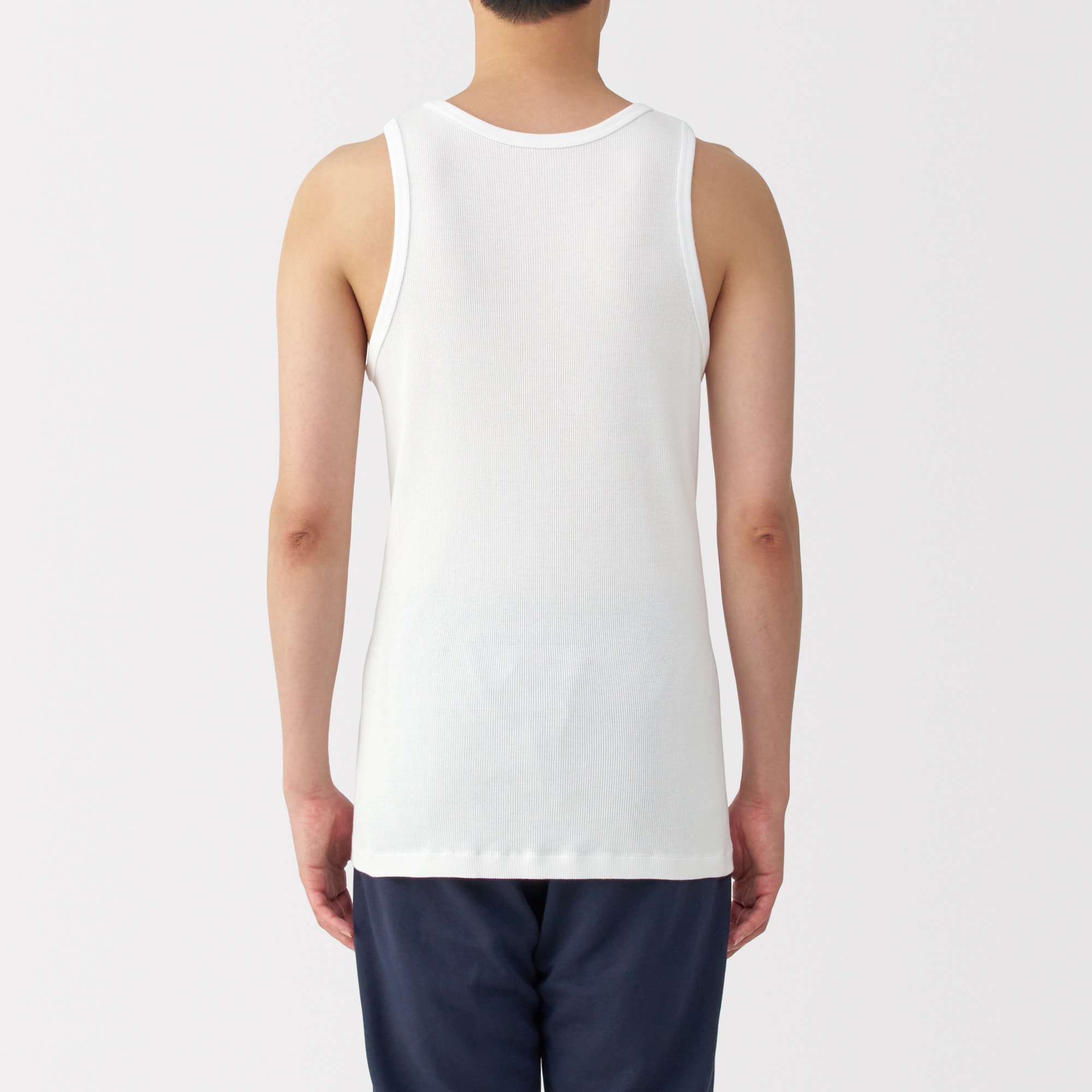 紳士　脇に縫い目のない　２枚組み　リブ編みタンクトップ