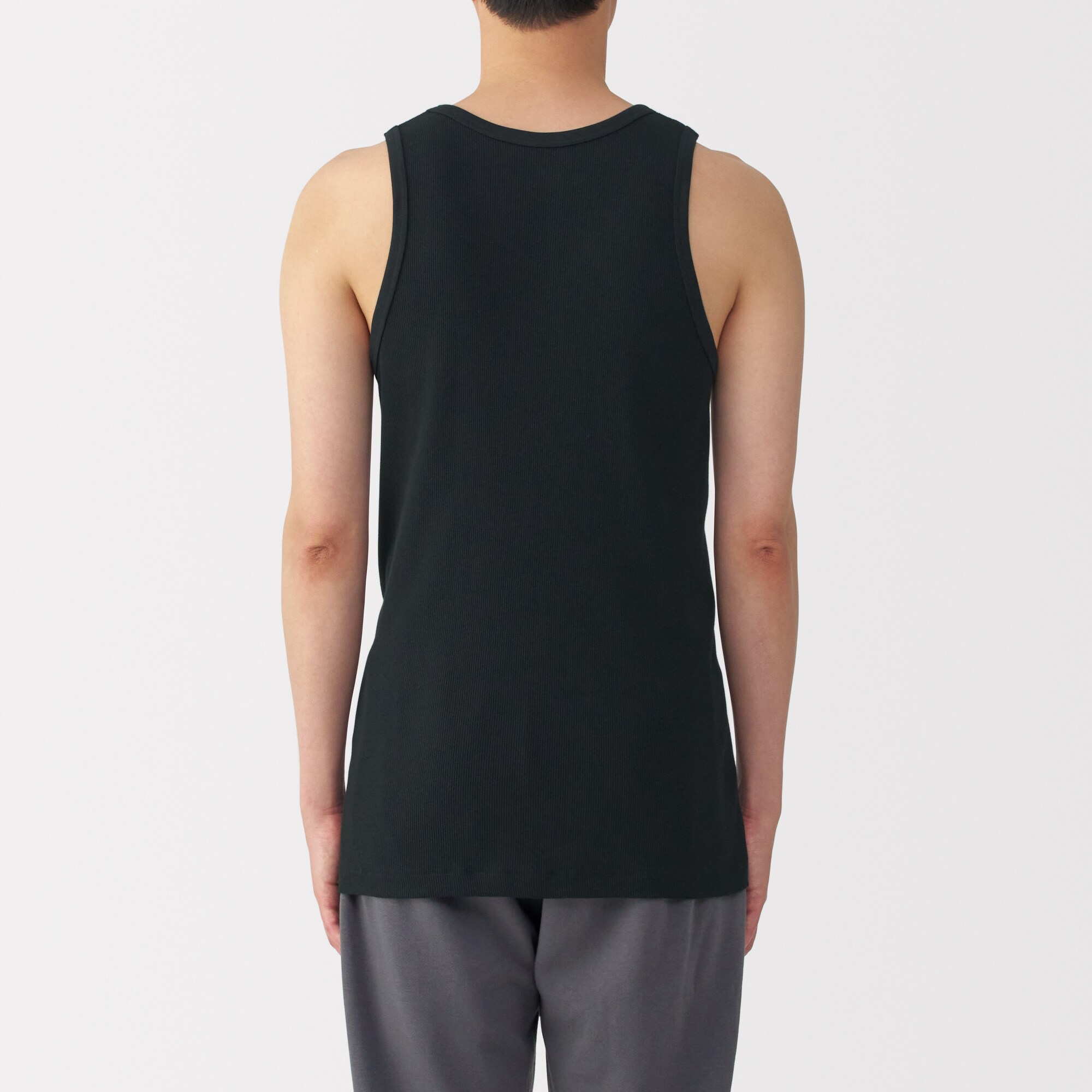 紳士　脇に縫い目のない　２枚組み　リブ編みタンクトップ