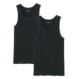 紳士　脇に縫い目のない　２枚組み　リブ編みタンクトップ