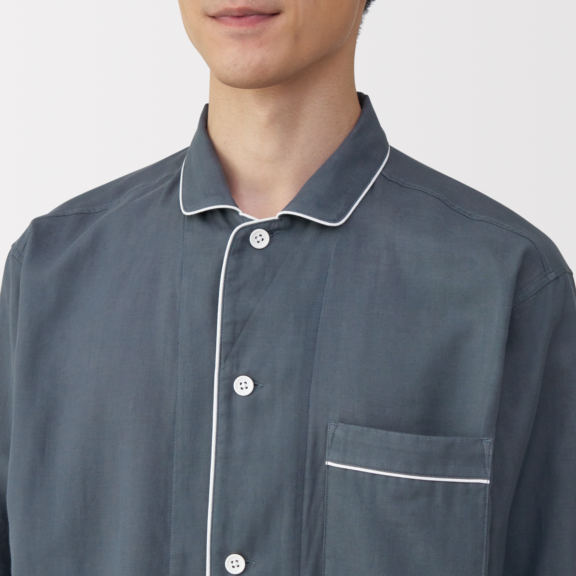 紳士 脇に縫い目のない 二重ガーゼ長袖パジャマ | 無印良品