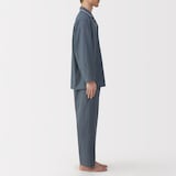 紳士　脇に縫い目のない　二重ガーゼ長袖パジャマ