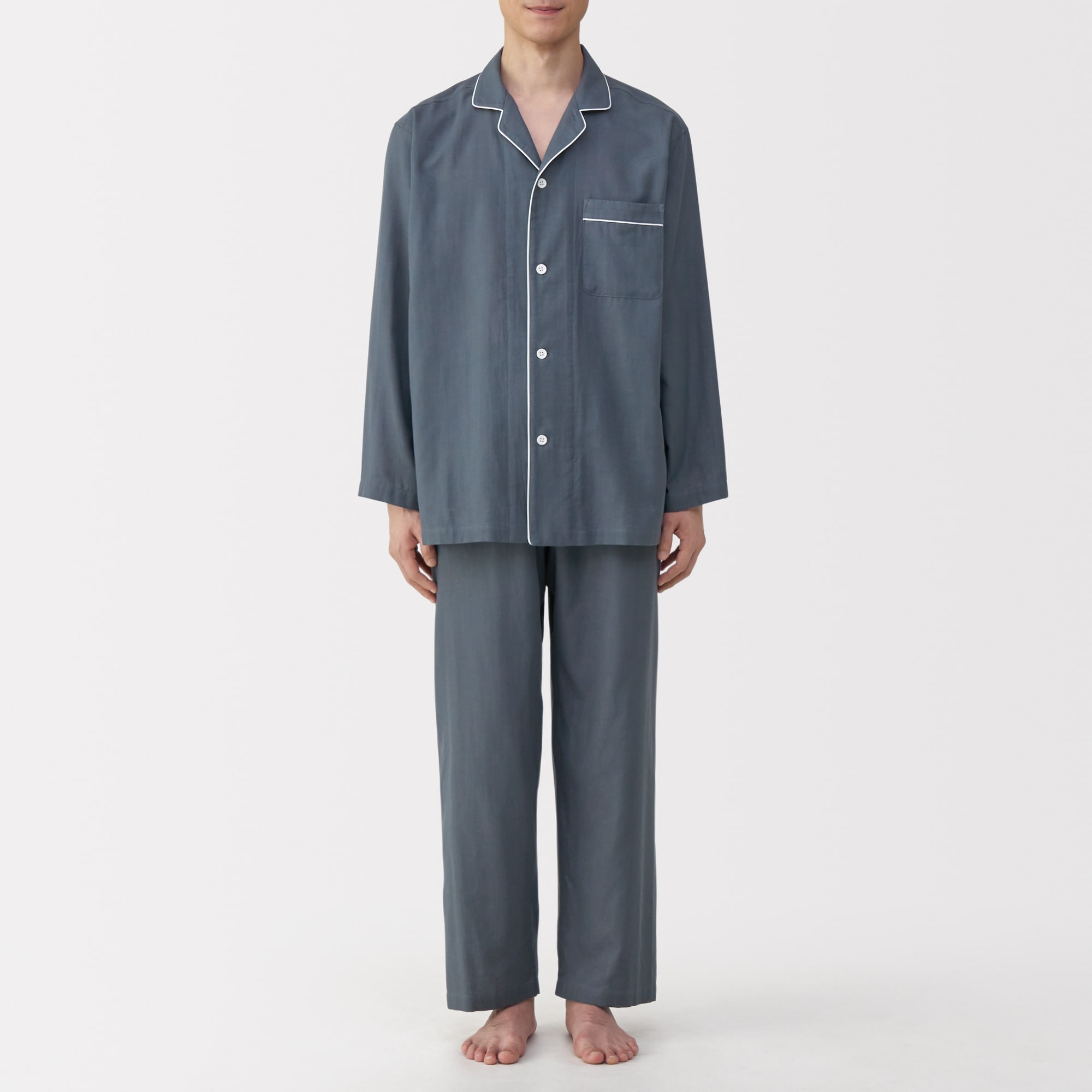 紳士 脇に縫い目のない 二重ガーゼ長袖パジャマ | 無印良品