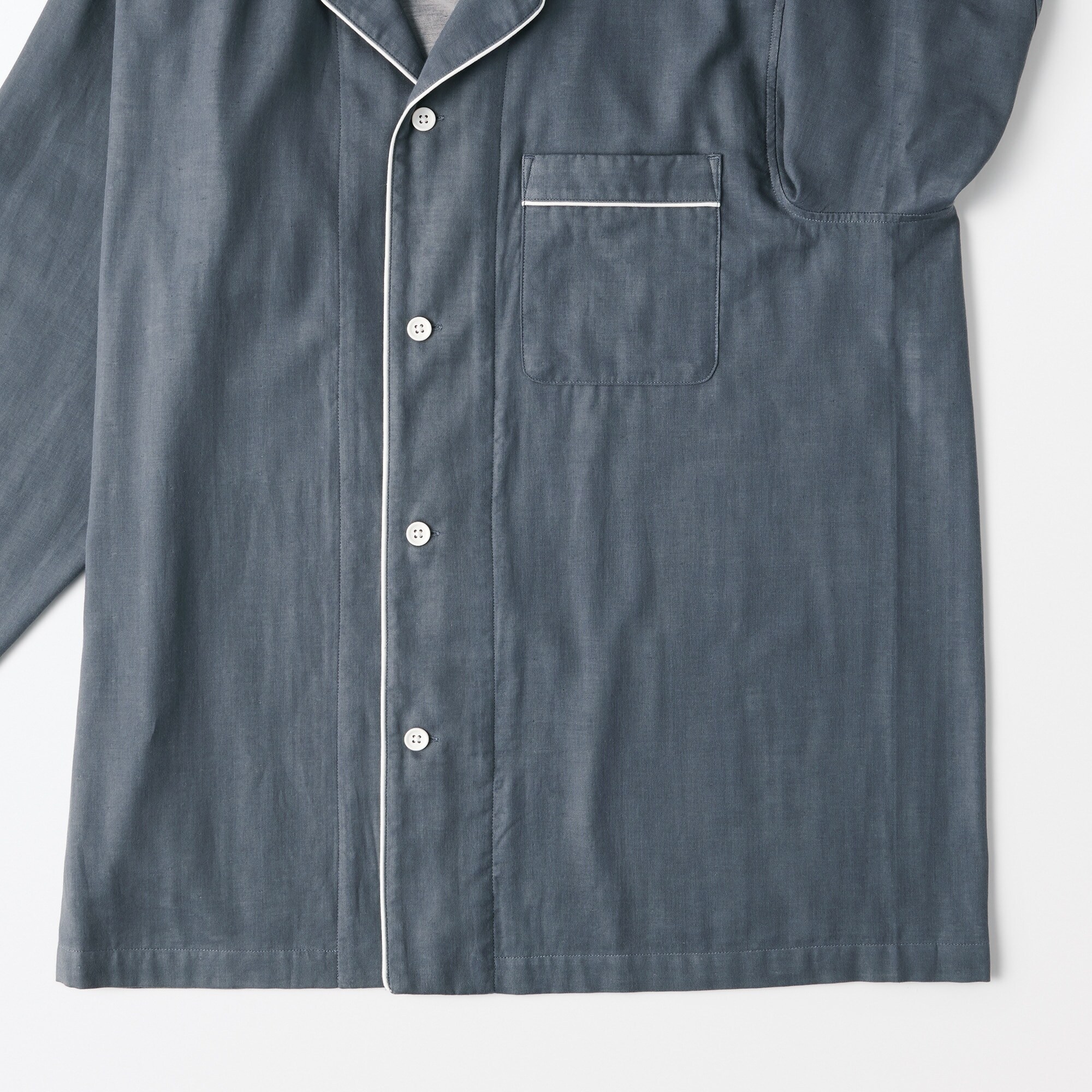 紳士　脇に縫い目のない　二重ガーゼ長袖パジャマ