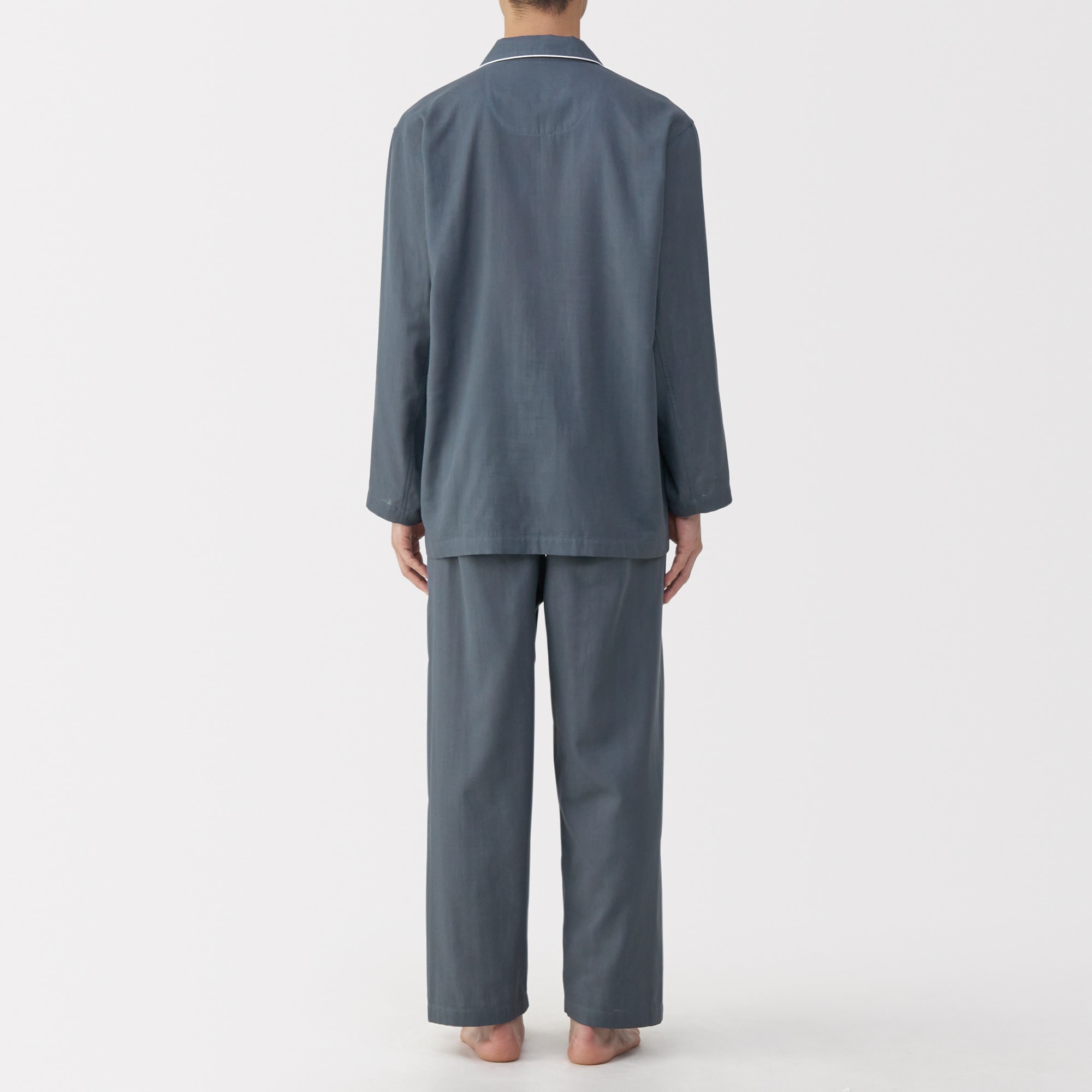 紳士　脇に縫い目のない　二重ガーゼ長袖パジャマ
