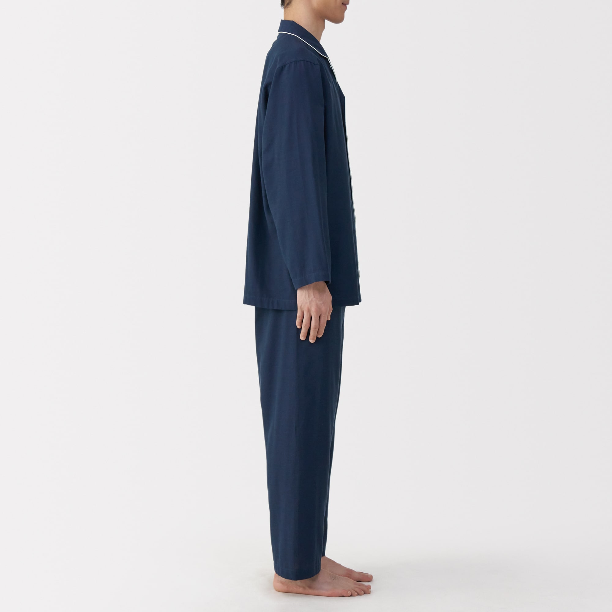 無印良品 5分袖パジャマ S 紳士 脇に縫い目のない 二重ガーゼ長袖パジャマ | 無印良品