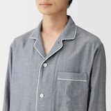 紳士　脇に縫い目のない　二重ガーゼ長袖パジャマ