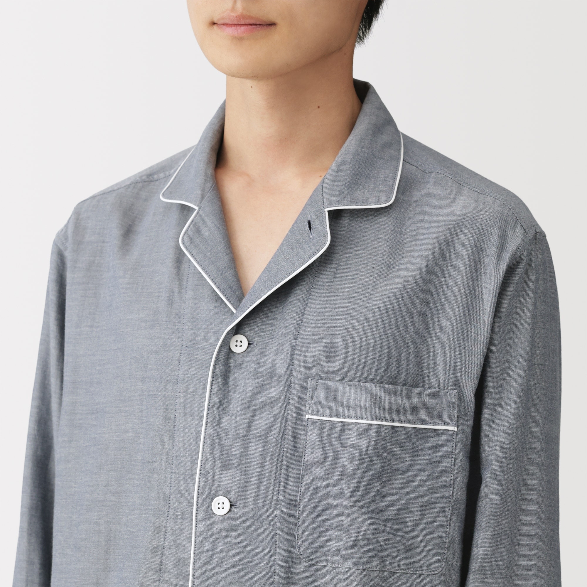 紳士 脇に縫い目のない 二重ガーゼ長袖パジャマ | 無印良品