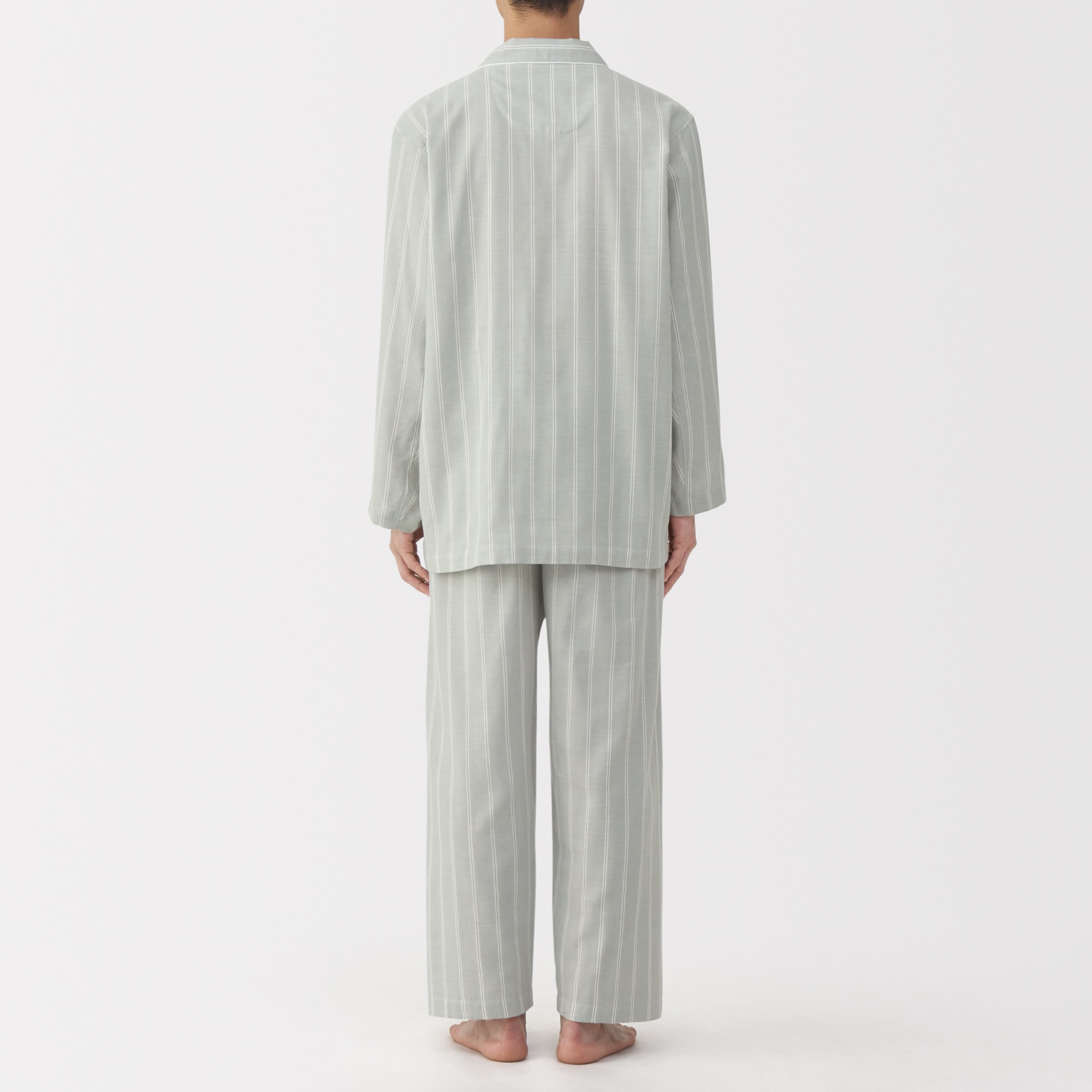 紳士　脇に縫い目のない　二重ガーゼ長袖パジャマ