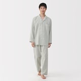 紳士　脇に縫い目のない　二重ガーゼ長袖パジャマ