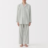 紳士　脇に縫い目のない　二重ガーゼ長袖パジャマ