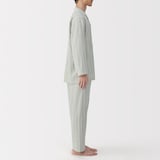 紳士　脇に縫い目のない　二重ガーゼ長袖パジャマ