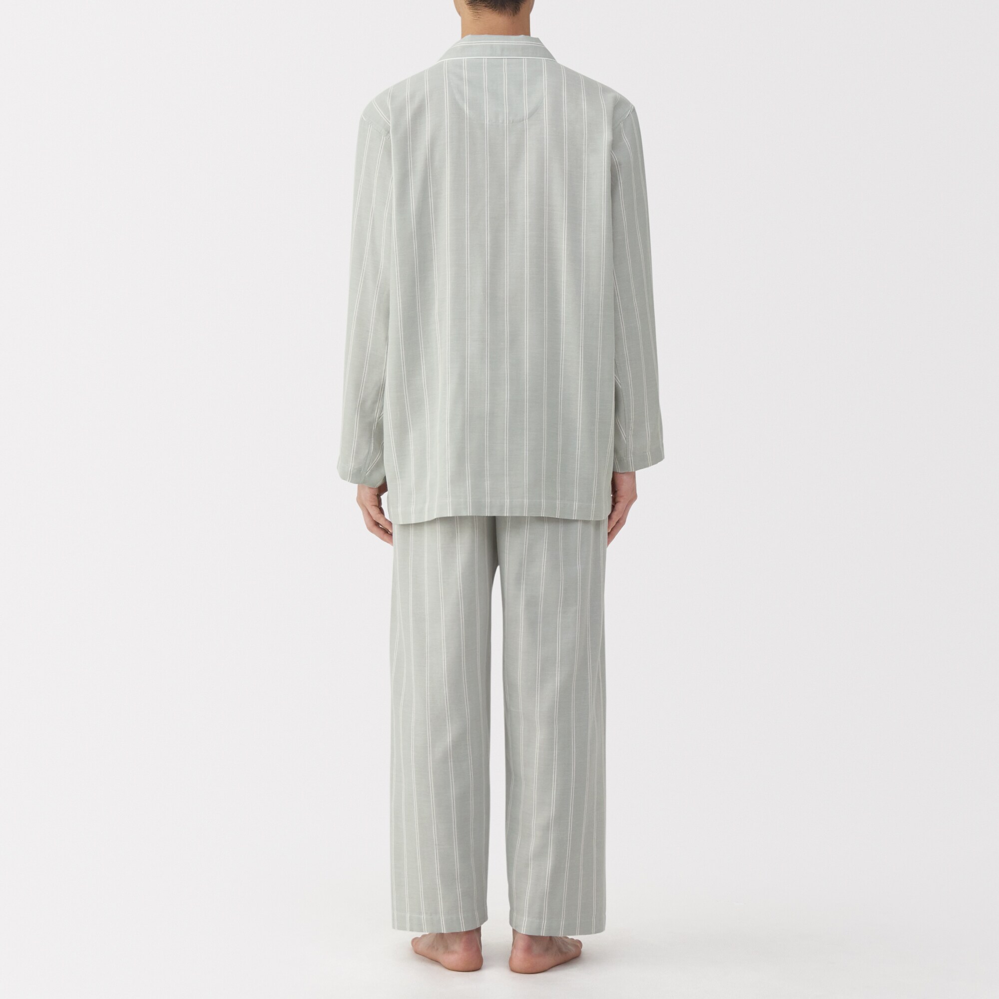 紳士　脇に縫い目のない　二重ガーゼ長袖パジャマ